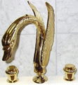 PVD gold  swan sink  bathtub faucet swan mixer tap widespred lavatory sink tap  