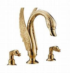 pvd gold swan tub faucet swan sink lavatory mixer  faucet