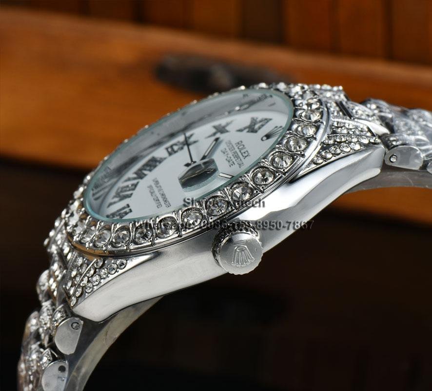 Diamond Watches, Copy Rolex Watches, Rolex Wrist, Color Diamond Steel Belt 3