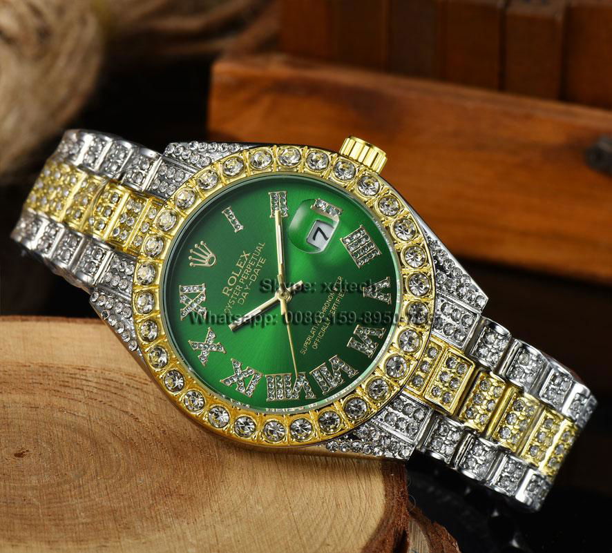 Diamond Watches, Copy Rolex Watches, Rolex Wrist, Color Diamond Steel Belt 5