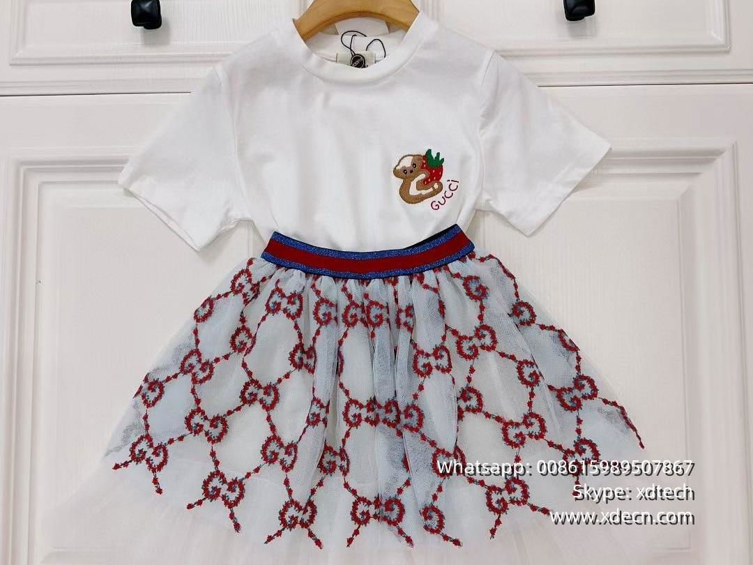 Beautiful Kids Skirts, Children Dress, White T-Shirt 4