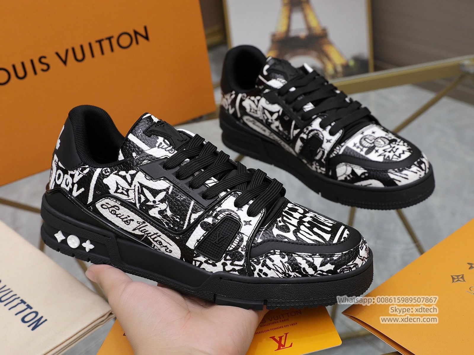 Louis Vuitton Shoes, White and Black Doodles