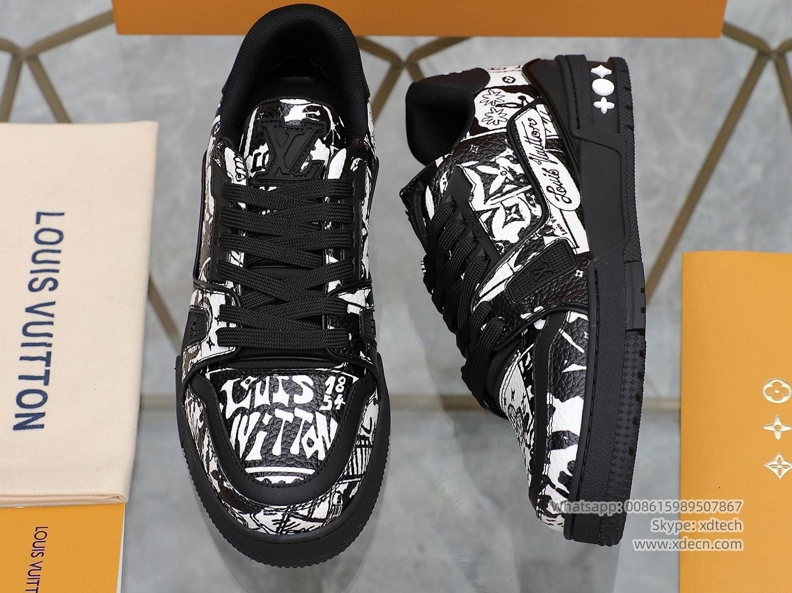 Louis Vuitton Shoes, White and Black Doodles