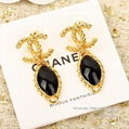 Black Stone Earrings, Big Drop Earrings,