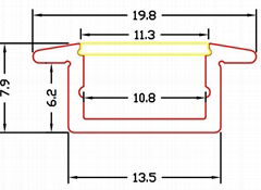 led recessed profile with frosted cover,led angled profile with opal cover