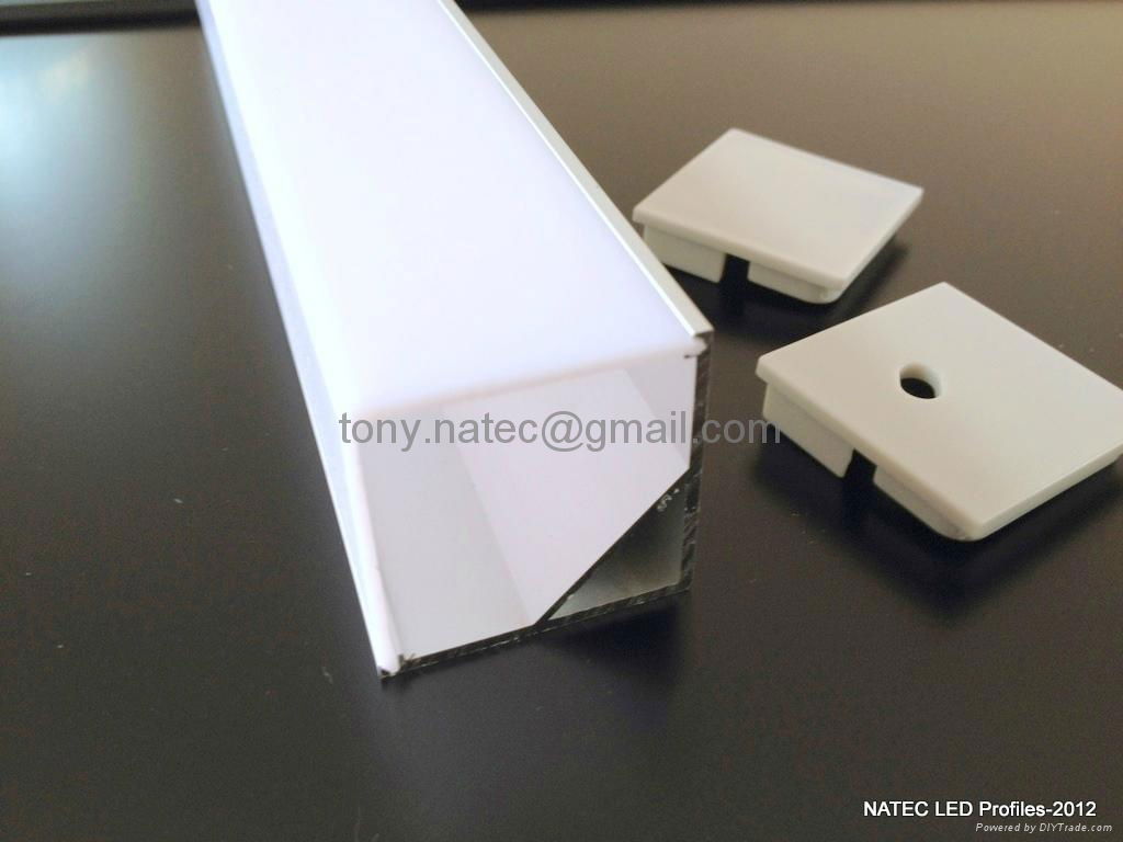 Aluminum LED profile,30x30mm led corner profile,PMMA frosted diffuser 3