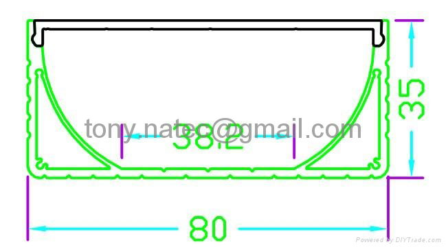 80x35mm led system profile with opal matt cover, surface mounting led profile