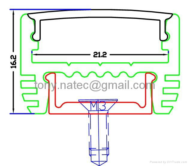 Surface mounting led profile for high power led stip+inner mounting 