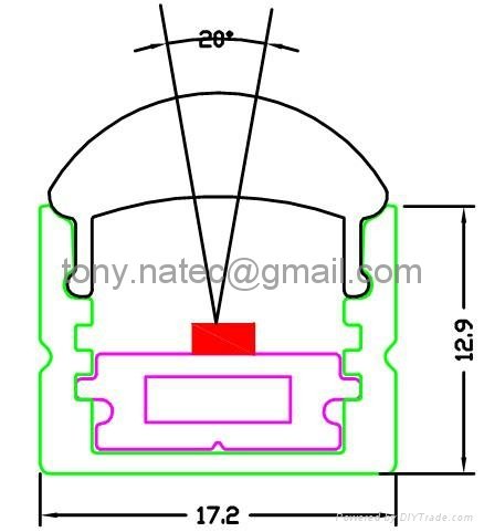 LED Lenses  profile with 20 degree,led extrusion profile, 5