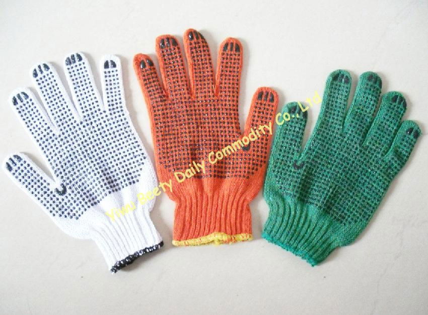 Pvc Dotted Cotton Knitted Safety Working Gloves