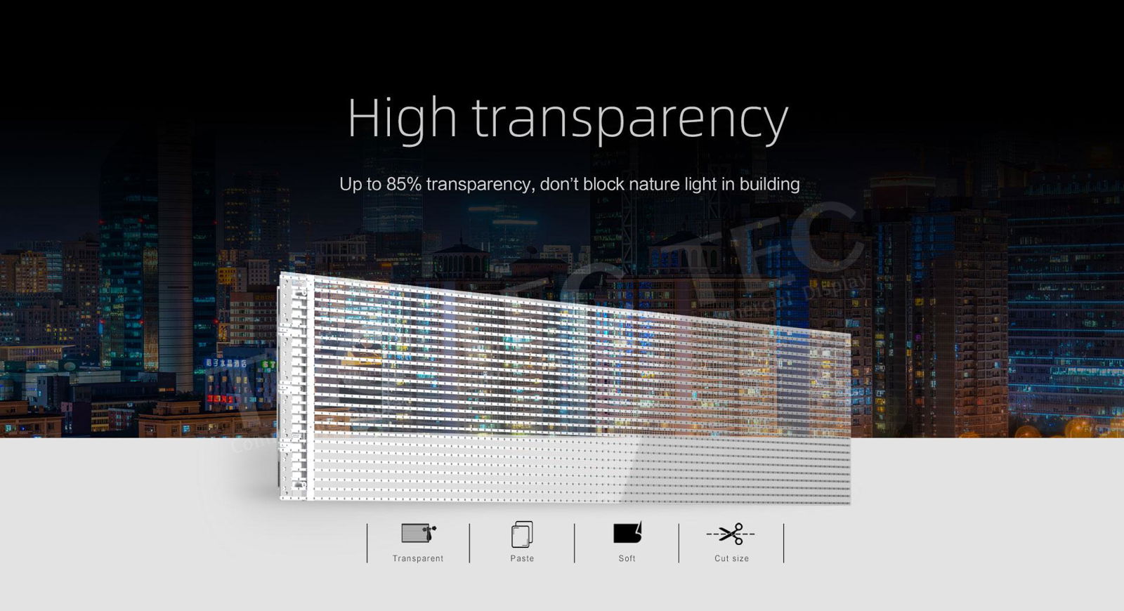 Outdoor 4mm transparent film LED screen budiling window glass video solutions