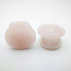 Organic Cute Cat Ear Single flared Stone plugs Body Piercing