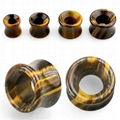 Natural double flared stone Ear Tunnel plugs 1