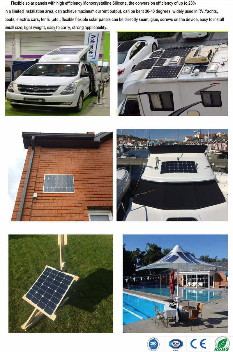 15V 85W Semi Flexible And Portable Solar Panel For Marine RV Camping Boat 3