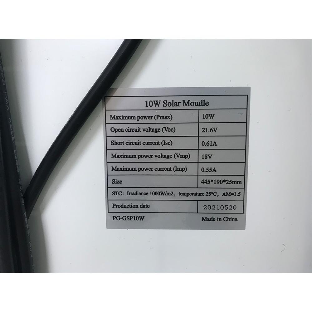 10W 18v Monocrystalline Glass Solar Panel  445x190x25MM  4