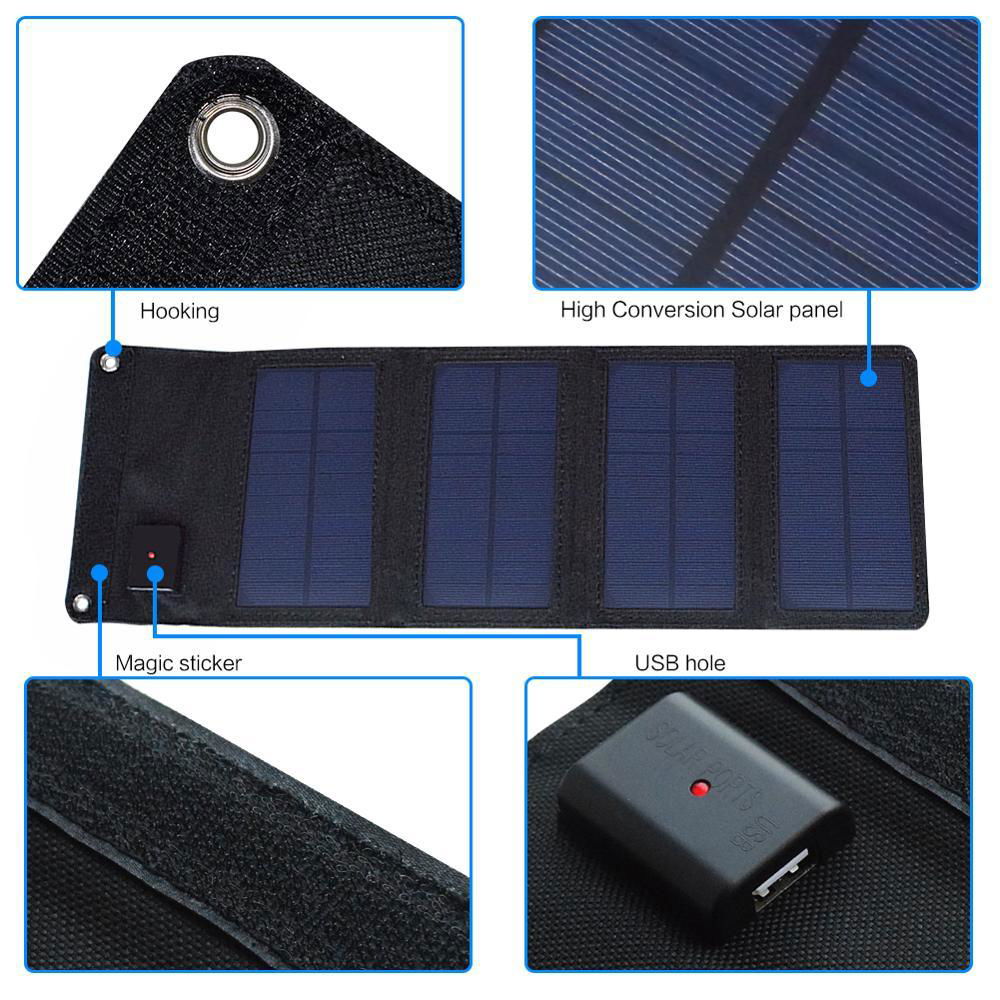 5V 7W 165*500mm Solar Mobile Phone Charger Black Waterproof Solar Portable  2