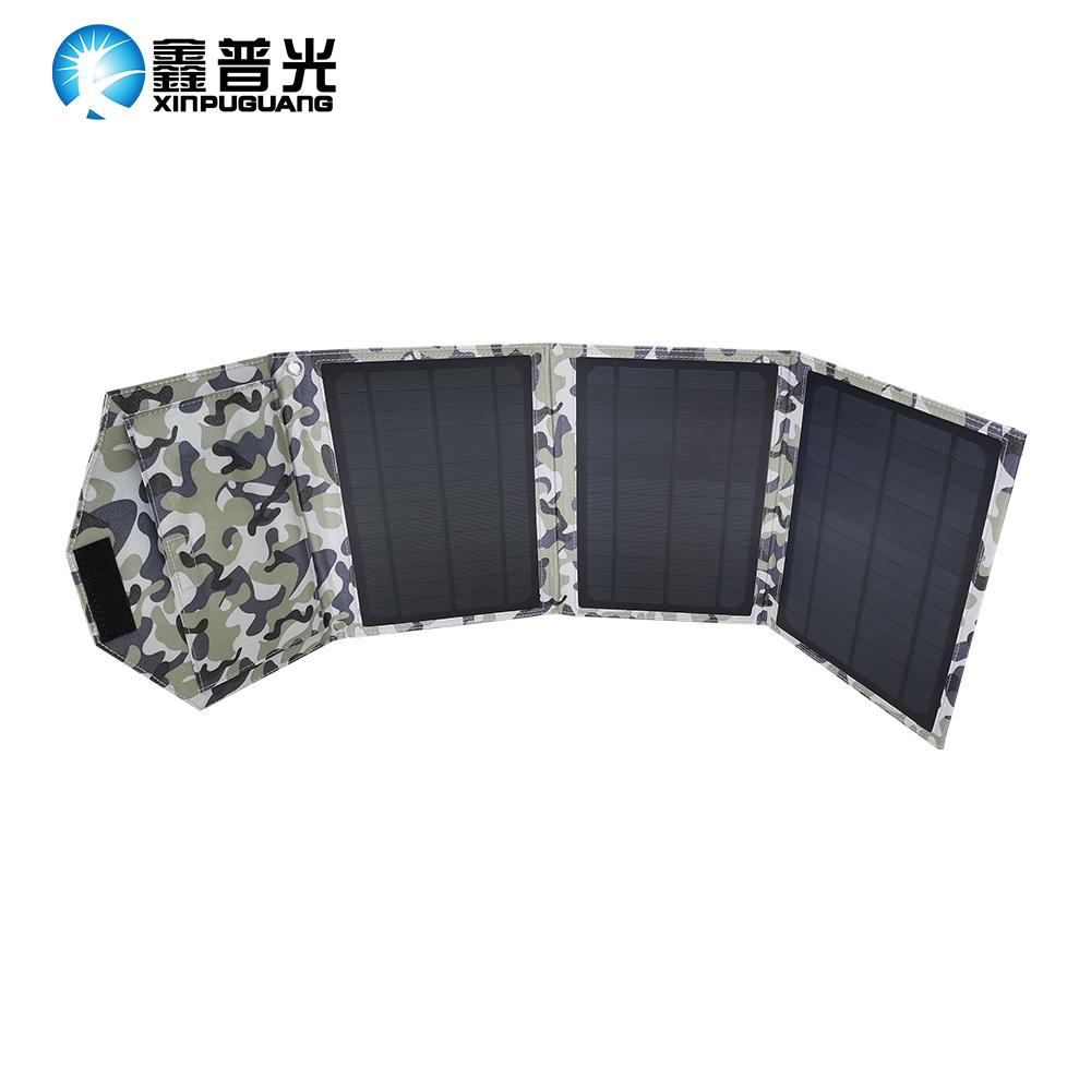 7V 21W 290x195x3mm Mono Solar Panel Folding Bag 3 Fold Camouflage With Black Tap 3