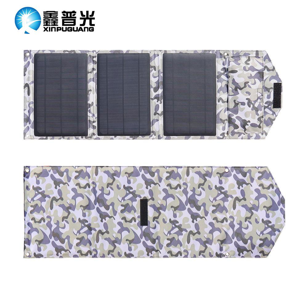 7V/21W 290*195*3mm Portable Generator Foldable Solar Panel Camouflage Black PET 