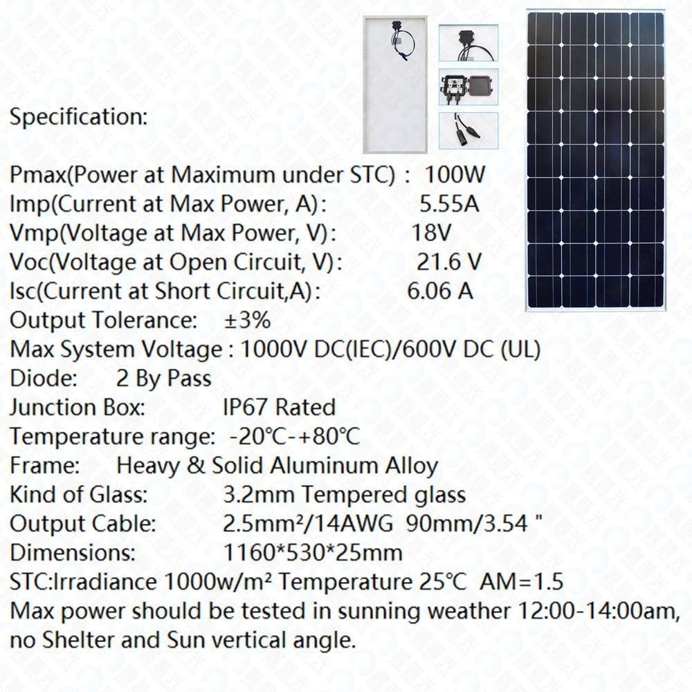 4X100W Tempered glass monocrystalline solar power system high efficiency 4