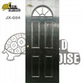 Wooden edge steel panel door with 3Panel small oval glass door 2
