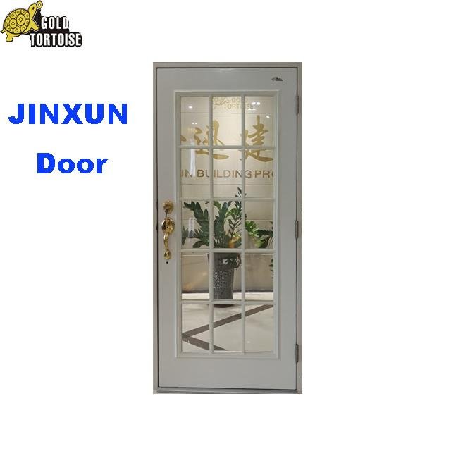 Full view steel glass door,Steel Entry Door With Wood Edge White Primed 