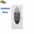 steel panel door with big oval glass