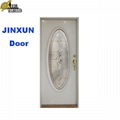 steel panel door with big oval glass