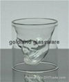 Handmade Borosilicate skull head double wall shot glass with 1.5 oz