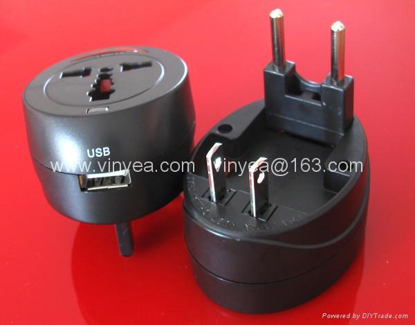 全球通旅行转换插座(USB2.0)白加黑组合 2