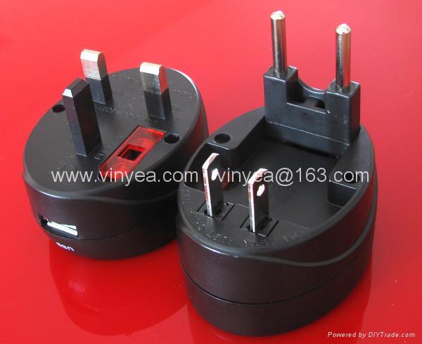 全球通旅行转换插座(USB2.0)白加黑组合 3
