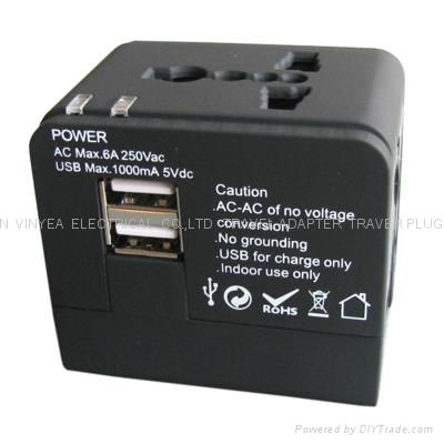 World Travel Adapter With DUAL USB Charger 