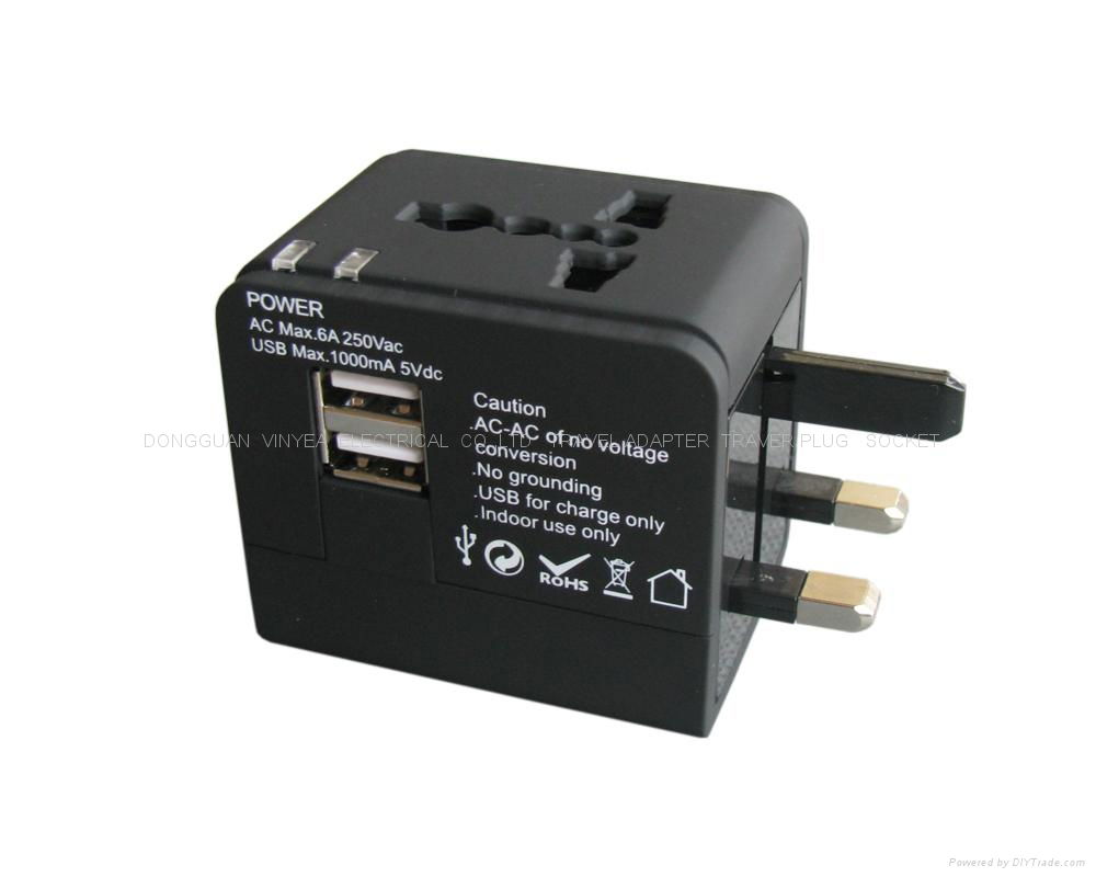 World Travel Adapter With DUAL USB Charger  3