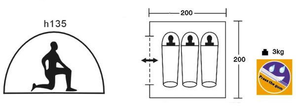 signal layer seam taped 3 person camping beach tent 2