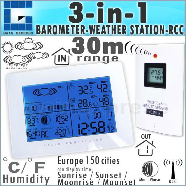 Weather Station DCF77 RCC Indoor Outdoor Thermometer RH