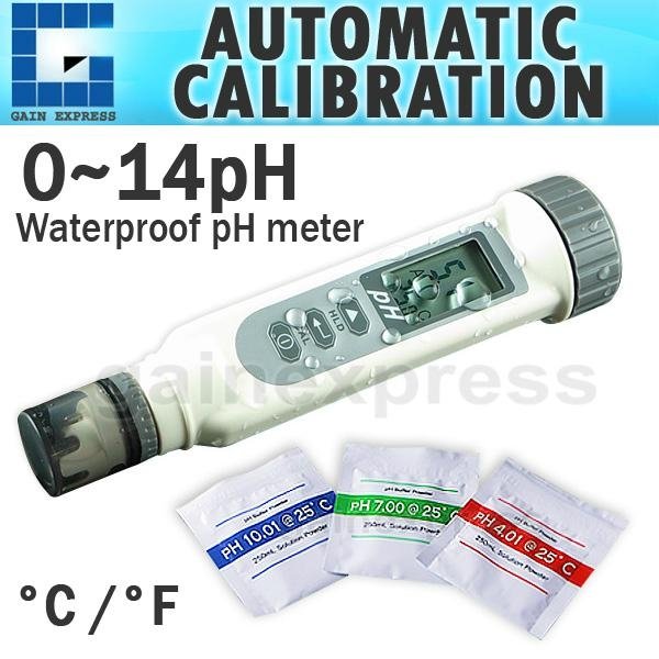 Waterproof pH meter with Temperature + Auto Calibration 1