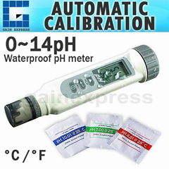 Waterproof pH meter with Temperature + Auto Calibration
