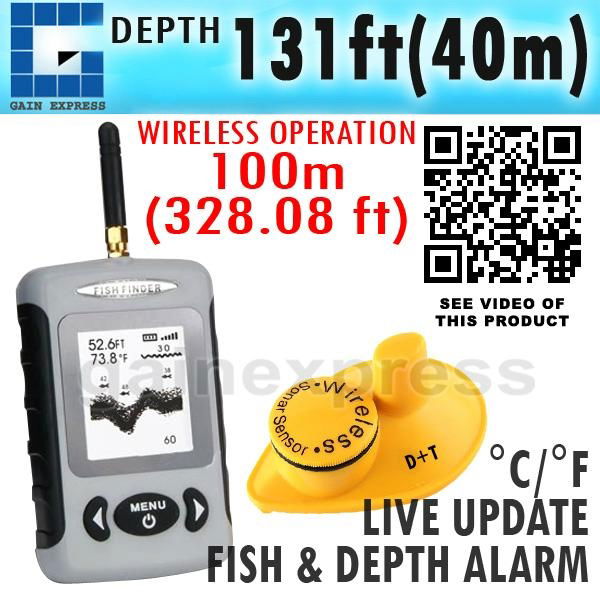 Wireless 40m Depth Fish Finder Sonar Sensor Dot Matrix Bottom Contour