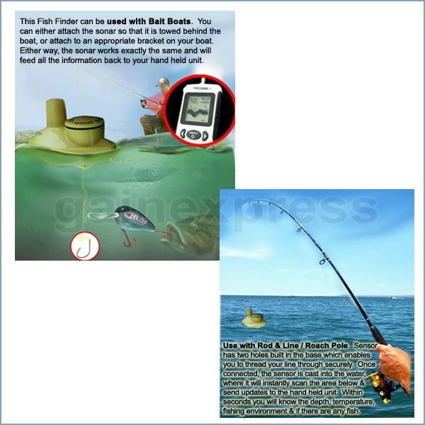 Wireless 40m Depth Fish Finder Sonar Sensor Dot Matrix Bottom Contour 4