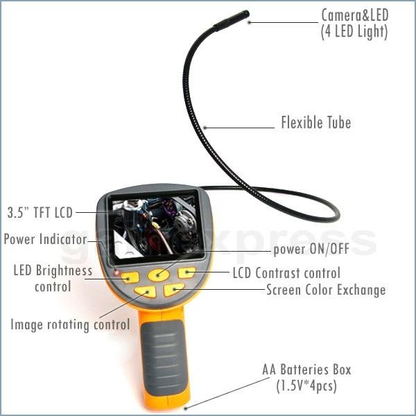 Industrial 3.5" LCD Video Inspection Endoscope w/ 180° Rotation 4