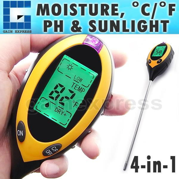 4-in-1 Soil Survey Instrument ( pH °F / °C moisture sunlight )