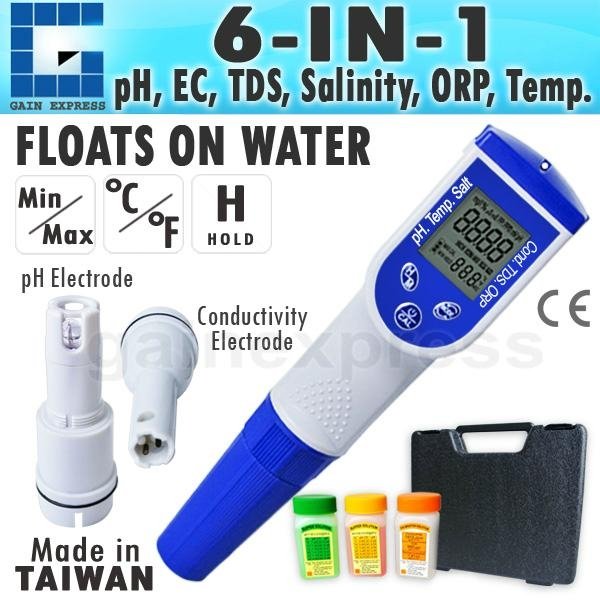  6in1 Water Tester Combo Pen pH ORP EC TDS Salinity and Temperature 1
