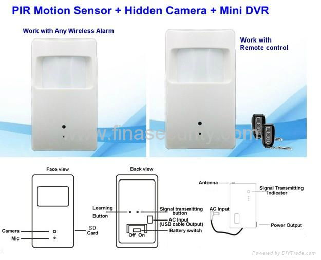 PIR Motion Sensor + Built-in Camera + Mini DVR + Wireless Alarm System 2