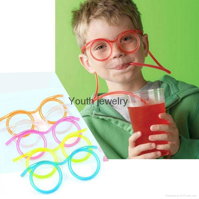 Hot! Funny Soft Glasses Straw Unique Flexible Drinking Tube Kids Party Accessori