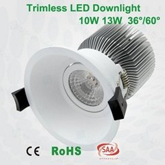 CE RoHS SAA 13W 90mm cut out Tilt  COB downlight  Gimble led recessed light