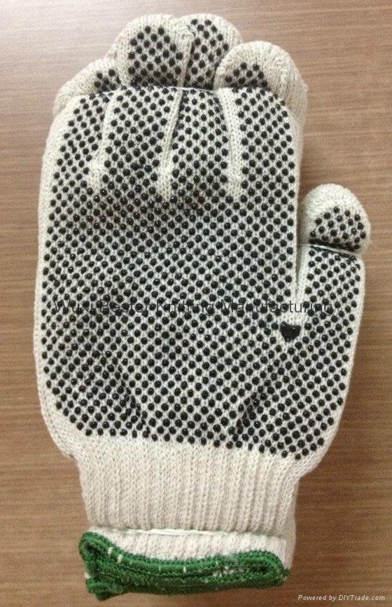 7 Pins Natural White Cotton Dotted Gloves for Construction