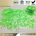 Hexagon rainbow green glitter powder