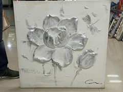 Moden Decorative 3D handmade White Flower Oil Painting Heavy Texture Oil Paintin