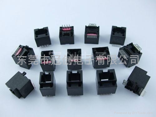 180度立式8P8C直插式RJ45母座
