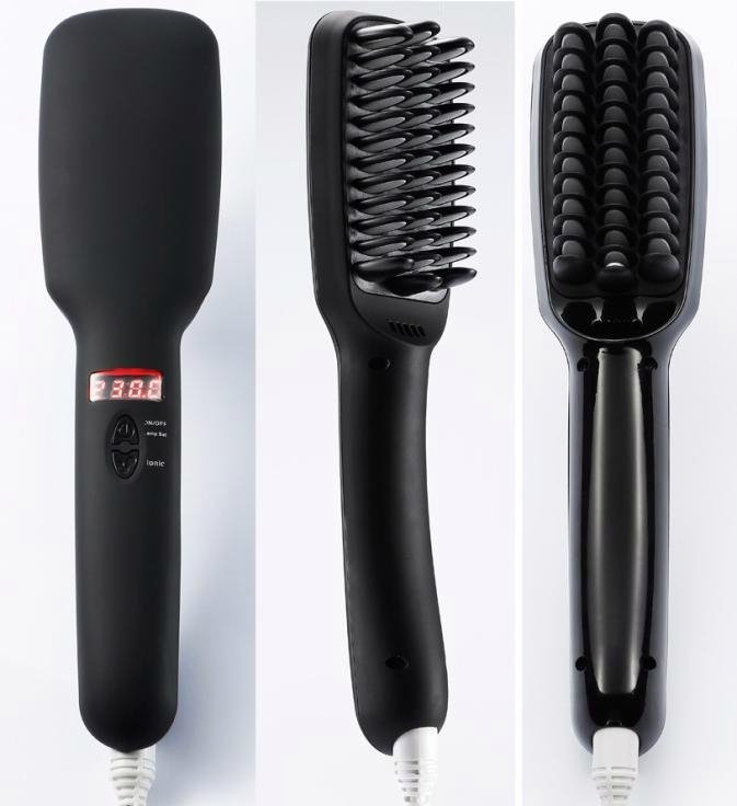 2 In 1 Ionic PTC Heating Hair Brush Straightener