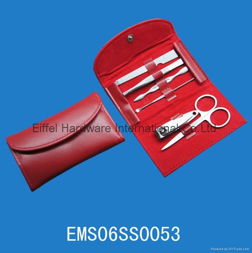 Hot sale 6pcs manicure tool in red folding pouch 